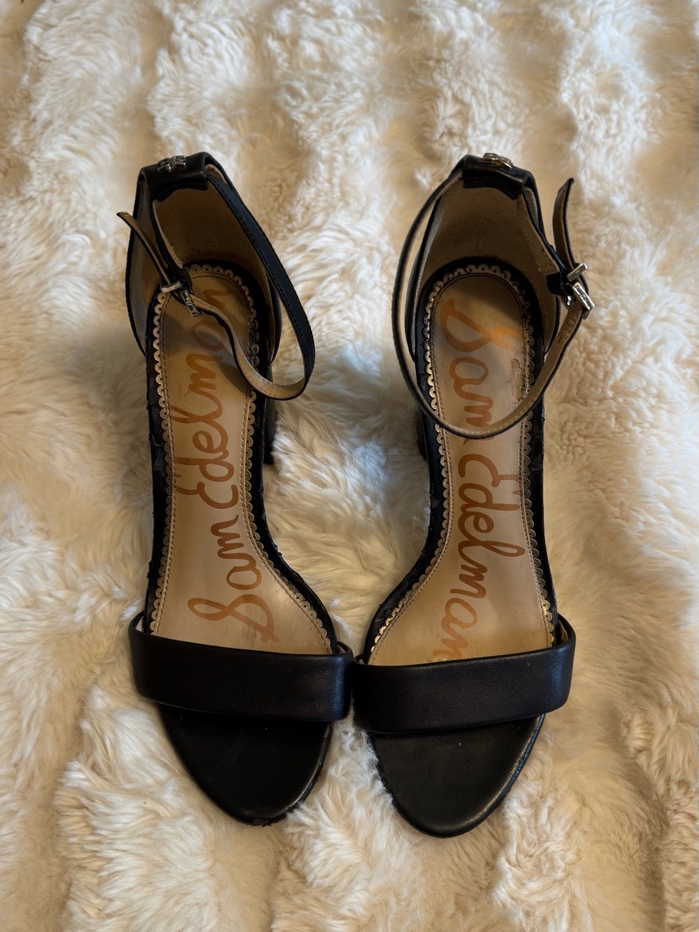 Sam Edelman Black Yaro ankle-strap, 4" block heel with open toe Sz 7.5